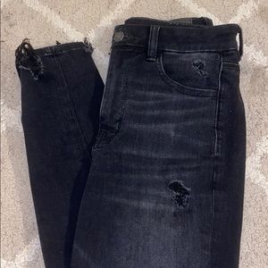 American Eagle curvy black ripped dream jean